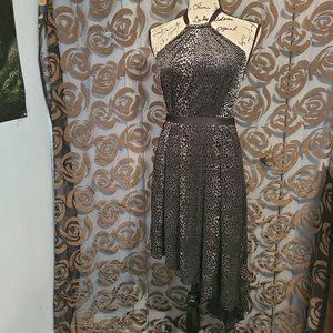 RACHEL black and silver halter dress